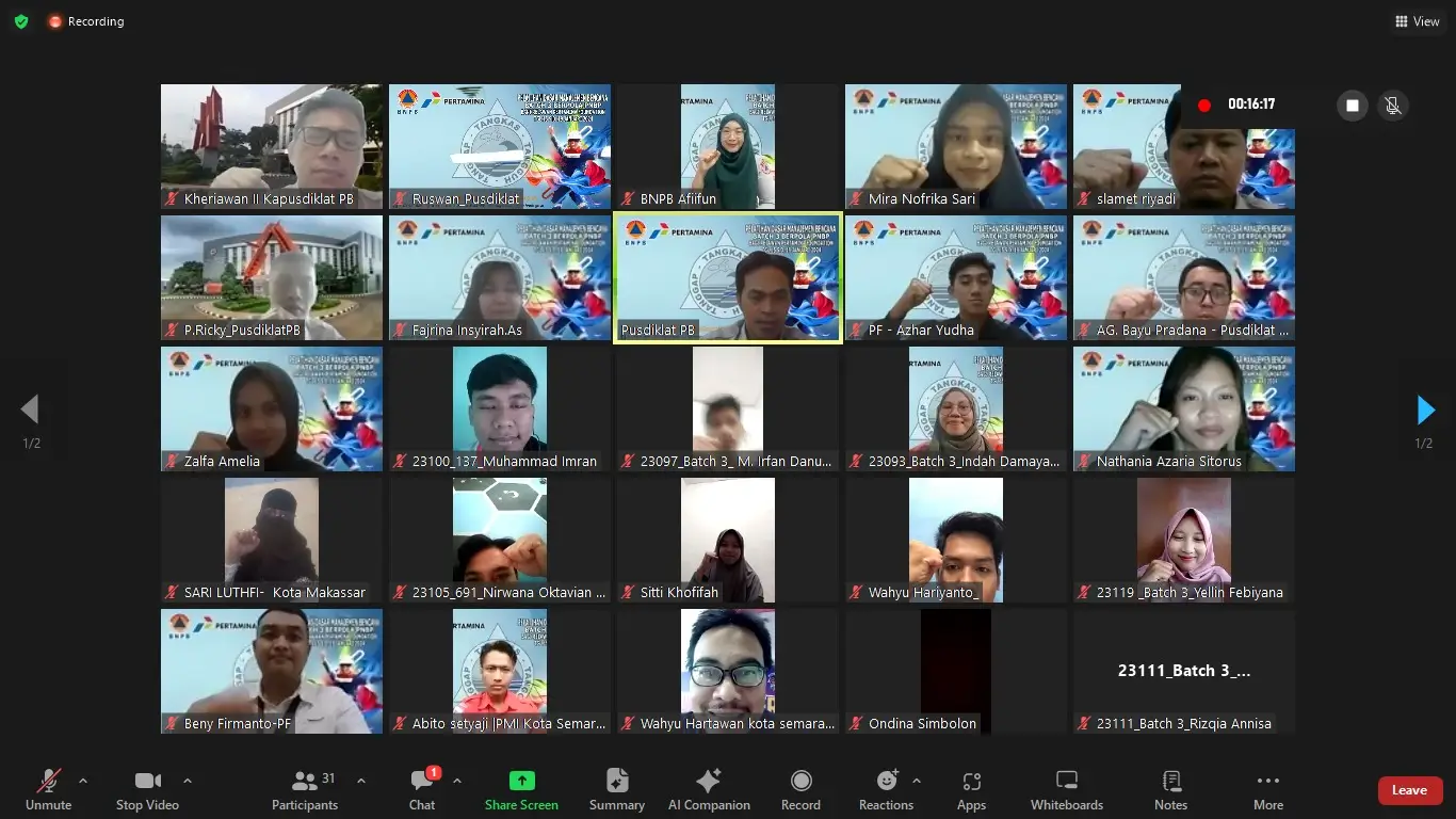 Pelatihan Dasar Manajemen Bencana Batch 3 Berpola PNBP Bagi Relawan Pertamina Foundation